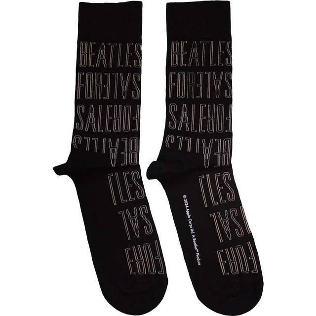 (7 UK-11 UK, Black) The Beatles Unisex Adult For Sale Text Outlines Repeat Socks