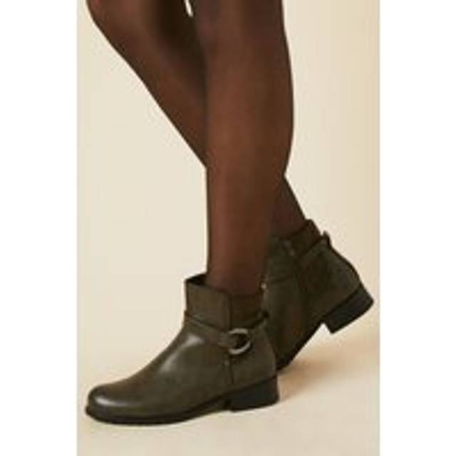 Womens Good For The Sole: Michie Back Stretch Trim Detail Low Heel Ankle Boots - Khaki - 7