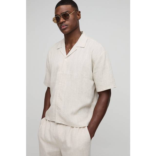 Mens Natural Heavyweight Linen Blend Oversized Boxy Shirt