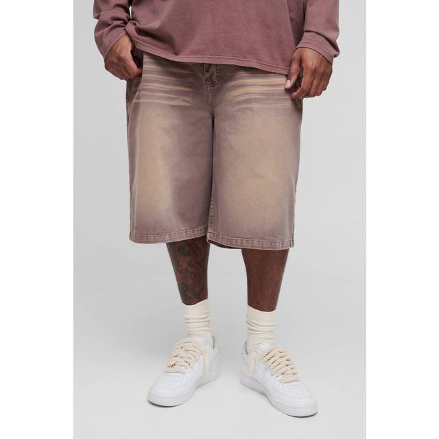 Plus Overdye Relaxed Fit Jorts - Brown - 40
