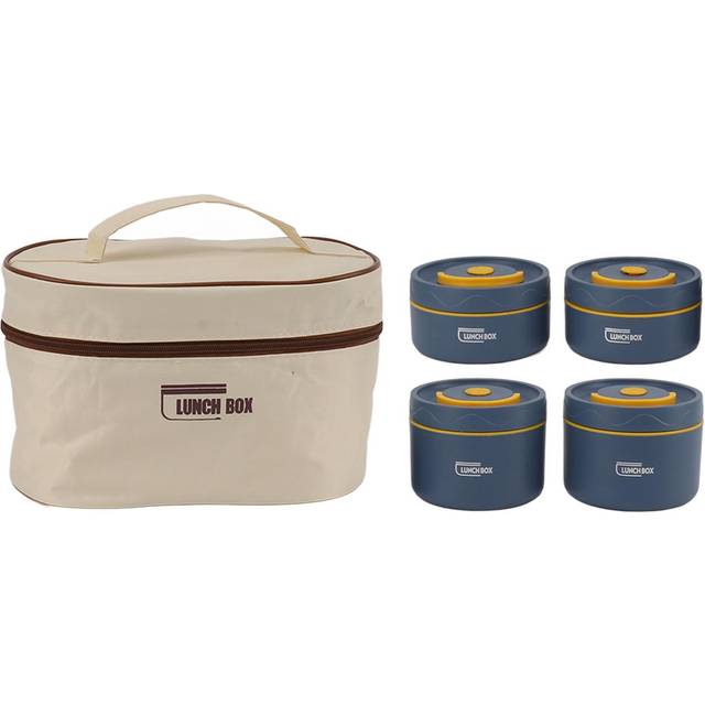Bento Lunch Box Round with Lid Bag Leakage Proof Stainless Steel Safe Large Capacity Easy Clean L