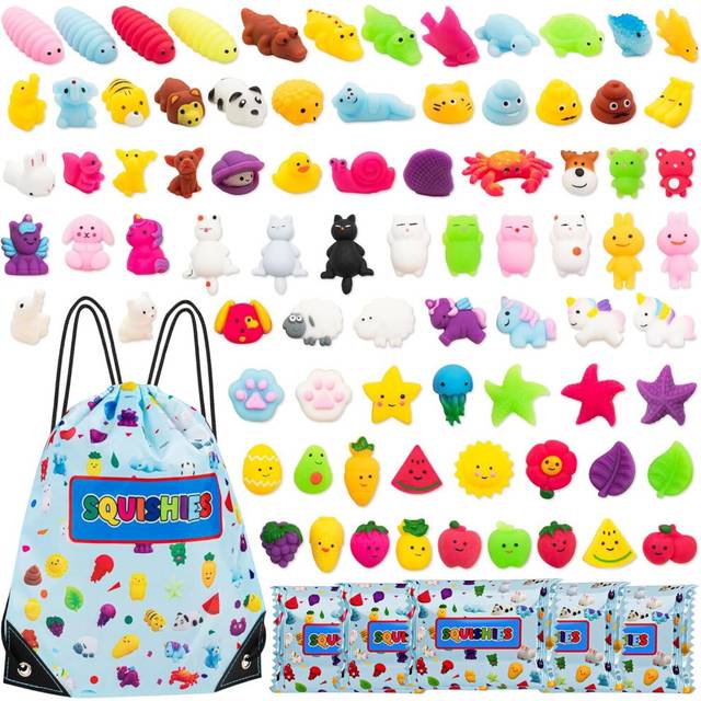 80 Pcs Cute Animal Squishies Kawaii Mochi Toys Party Bag Filler