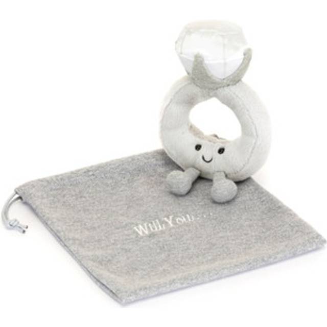 Official Jellycat Bag Amuseables Diamond Ring with Personalised Grey Stuffed Toy Soft Teddy Cuddly Animal Cute &amp; Plush Soft &amp; Plush Mini Bag Children's Stuffed Animal Bag / Accessory Cute Gift For All Ages