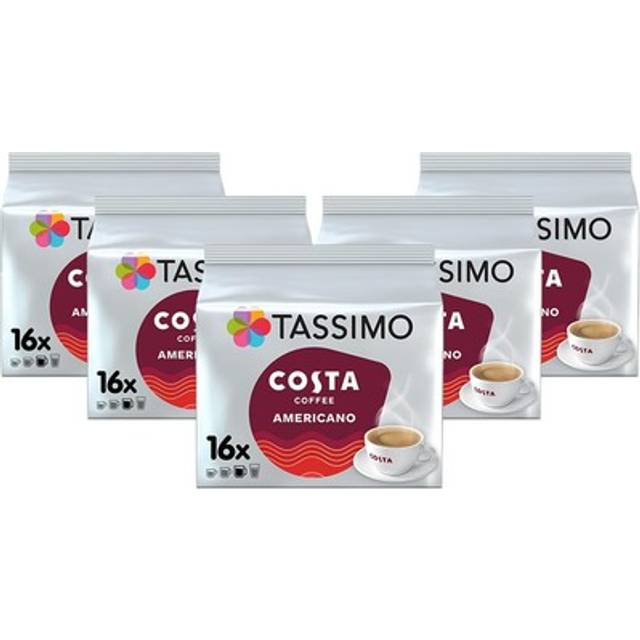 Tassimo costa americano coffee pods x16 (pack of 5, total 80 drinks)