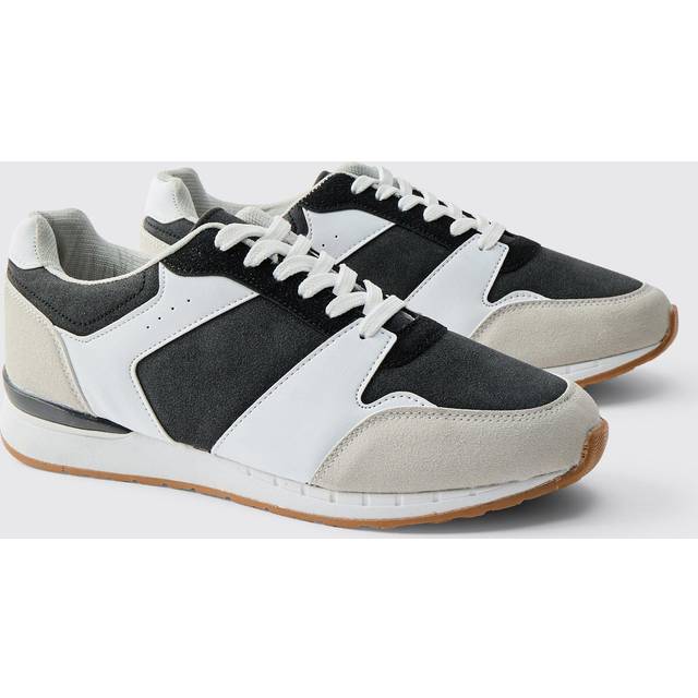 Contrast Panel Chunky Sole Trainers In Light Grey - 9