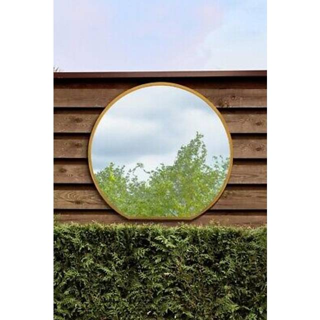 Gold Framed Flat Bottom Circular Garden Wall Mirror (105CM X 100CM) - 1 Pack