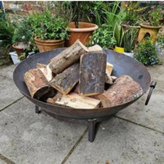 3 in 1 BBQ Hand Made Fire Pit Kadai Steel Cooking Bowl 80cm Diameter - Brown - One Size