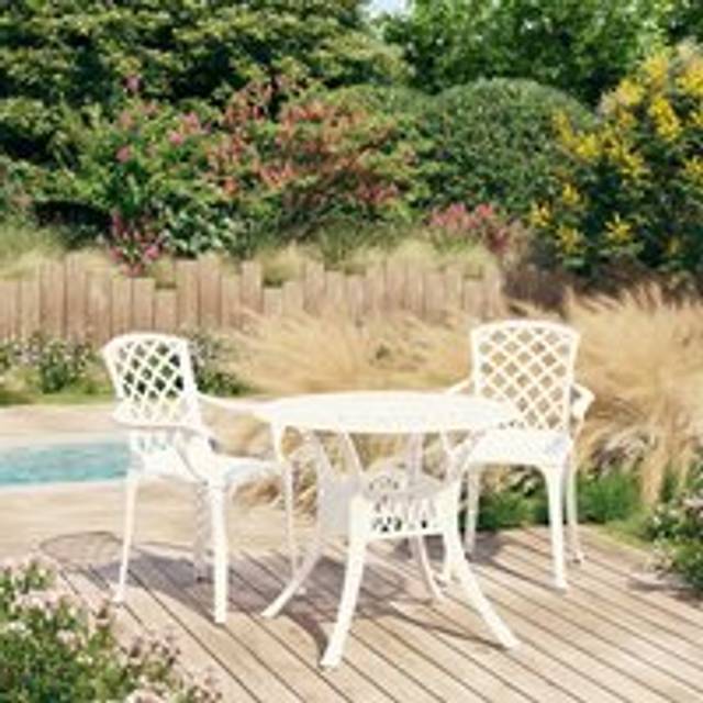 3 Piece Bistro Set Cast Aluminium White - One Size