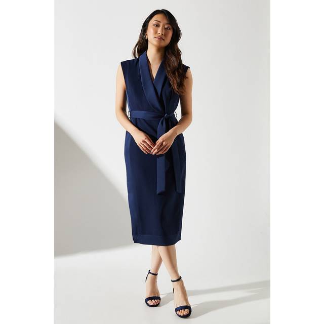 Tux Satin Dress - Navy - 12