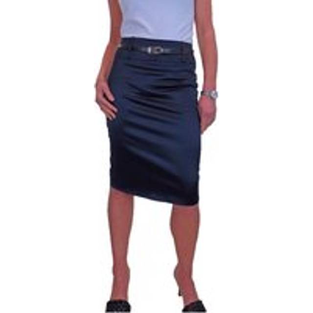 Stretch Satin Pencil Skirt - Navy - 12
