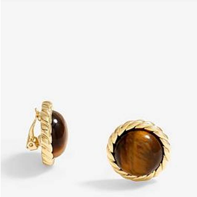 Jon Richard Tiger's Eye Clip Earrings, Gold