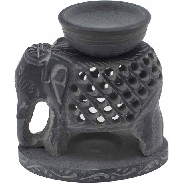 Soapstone Oil Burner 10.5cm - Standing Elephant