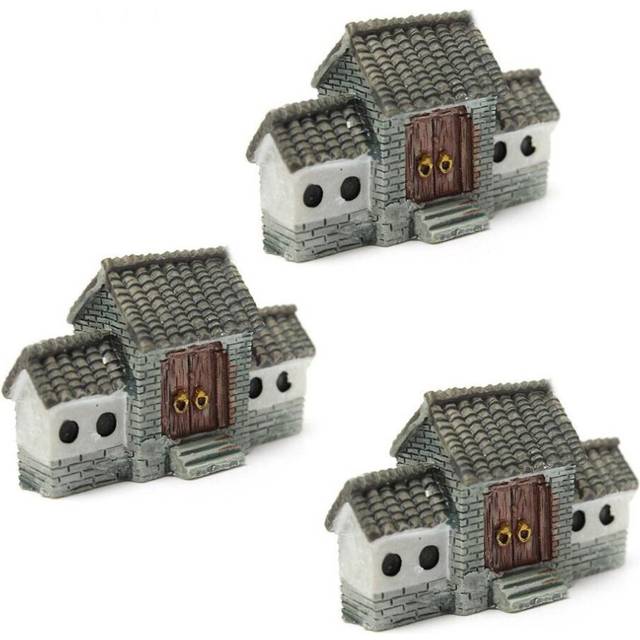 3x Miniature Villa House Dollhouse Potted Flower Plant Craft Gray