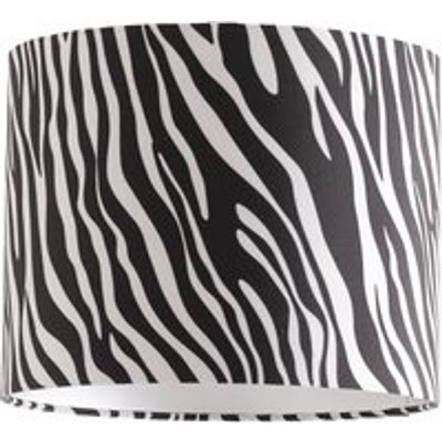 Oasis Zebra Print Fabric with Metallic Chrome Inner Drum Lamp Shade and led Bulb