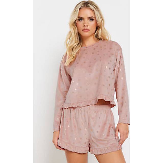 Pixiegirl Pink Luxe Fleece Foil Star Pyjama Short Set 12-14 Pixiegirl | Petite Women's Pyjamas