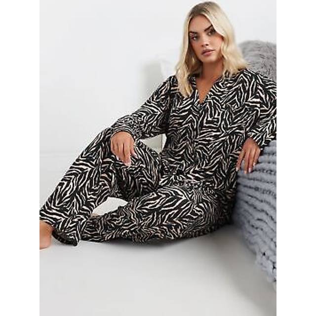 Yours Curve Natural Brown Zebra Print Soft Touch Pyjama Set - 38-40