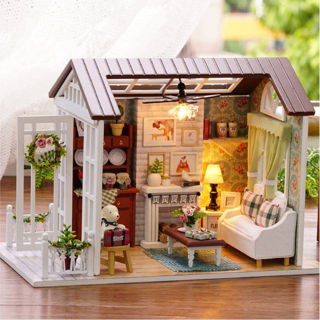 DIY Miniature Dollhouse Kit Realistic Mini 3D Wooden House Room Craft with Furniture LED Lights Children's Day Birthday Christmas Gift