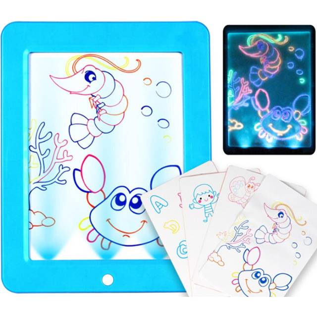 LED Luminous Drawing Board Electronic 3D Stereo Fluorescent Writing Board-Blue