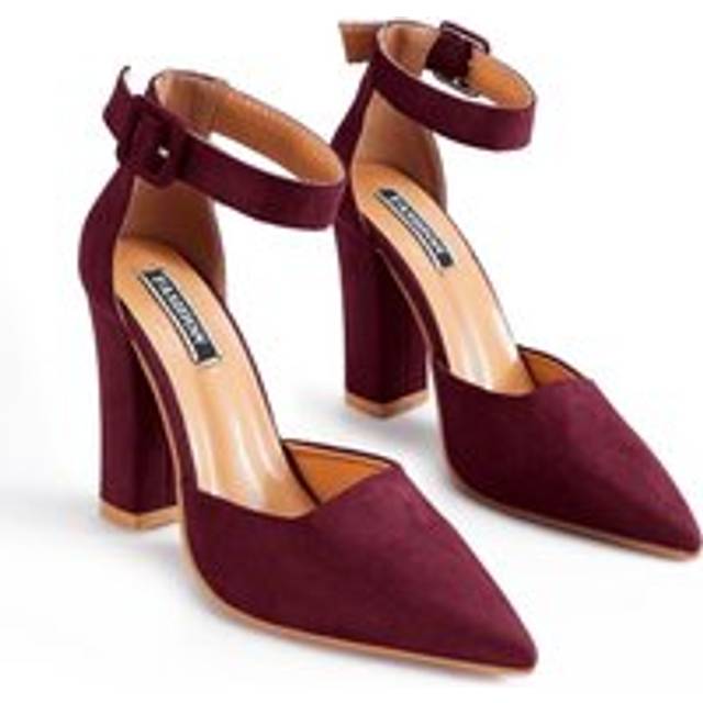 Pointed Toe High Heel Pumps Court Shoes - Wine - 5
