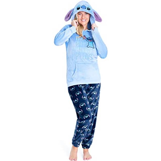 Stitch Long Sleeve Hooded Pyjama Set - Blue - M
