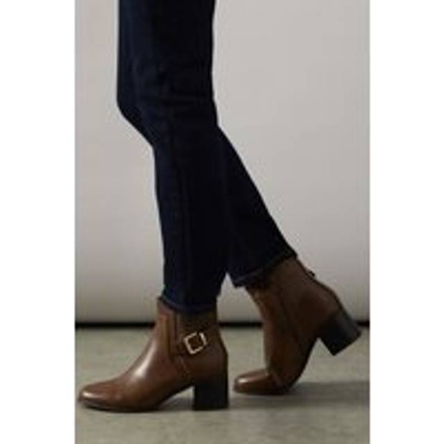 Womens Good For The Sole: Mella Medium Block Heel Buckle Detail Ankle Boots - Chocolate - 7