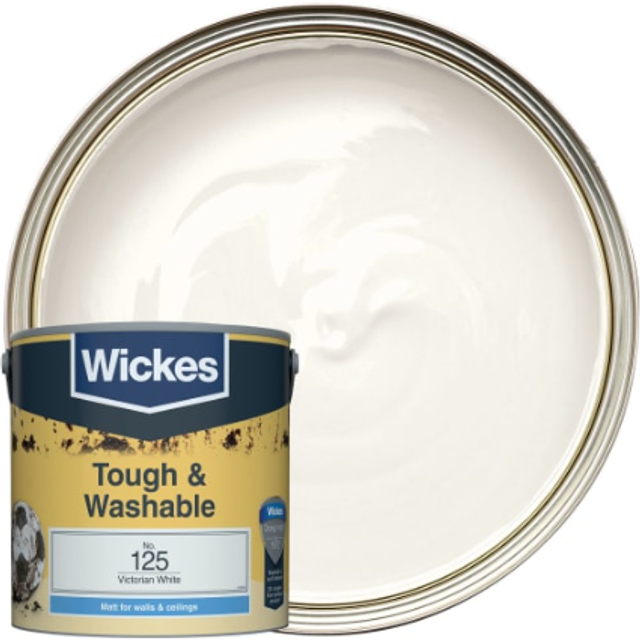 Wickes Tough & Washable Matt Emulsion Paint - Victorian White No.125 - 2.5L