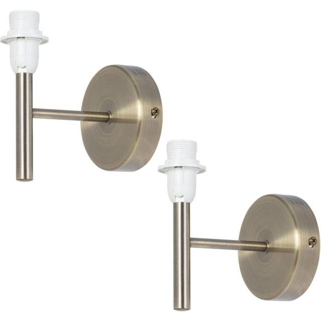 Set of 2 Brea - Antique Brass Wall Light Fittings Only