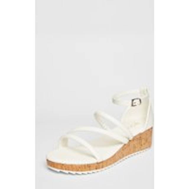 Womens White Strappy Low Wedges - 6