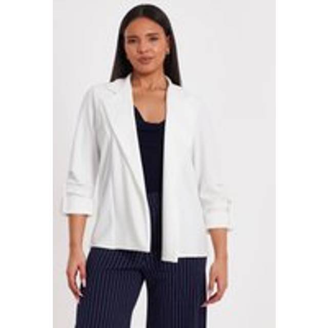 Off White Ruched Sleeve Blazer - 12