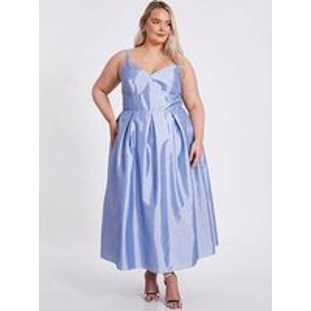 Womens Light Blue Curve Taffeta Midi Dress - 16