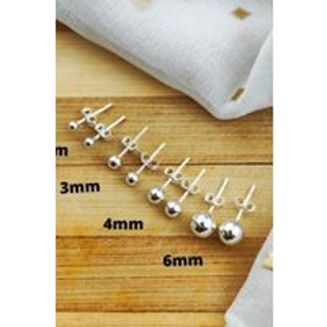 Pure Silver Round Ball Studs Earrings 4mm - One Size