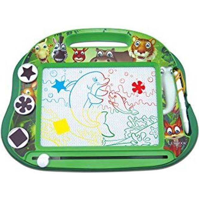 LEXIBOOK CRANX550 Multicolor Magic Magnetic Animals Drawing Board, Artistic Creative Toy for Girls and Boys, Stylus Pen and Stamps, Green