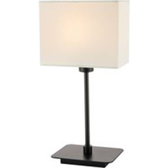 Contemporary Bedside Table Lamp with White Cotton Fabric Shade - Black - One Size