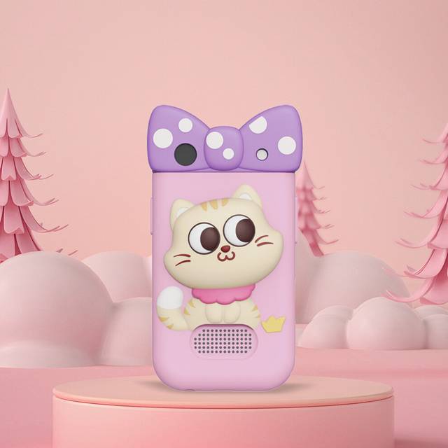 (Cat) Children Phone HD Camera Multi-function 48MP Alarm Clock Music Player