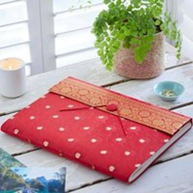 Extra Large Sari Fabric Photo Album - Red