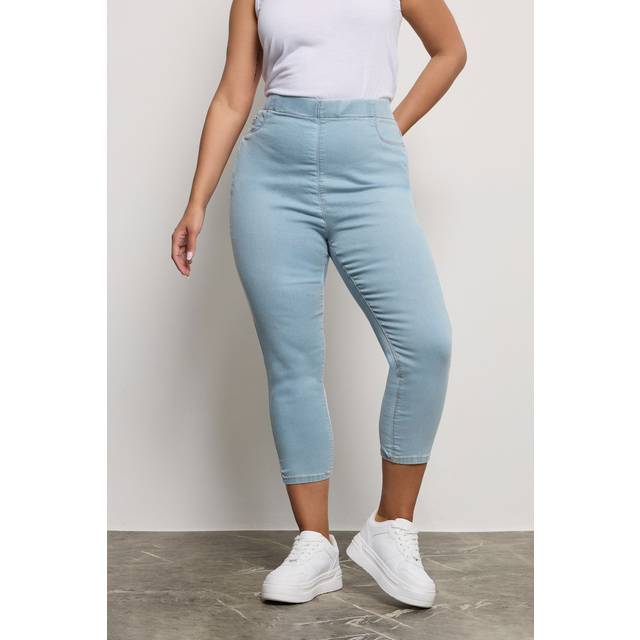 Yours Curve Light Blue Cropped Stretch Jenny Jeggings, Women's Curve & Plus Size, Yours - 26