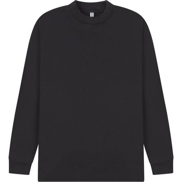 (S, Acid Black) Casual Classics Mens Acid Wash Combed Ringspun Cotton Extended Neckline Tall Oversized Long-Sleeved T-Shirt