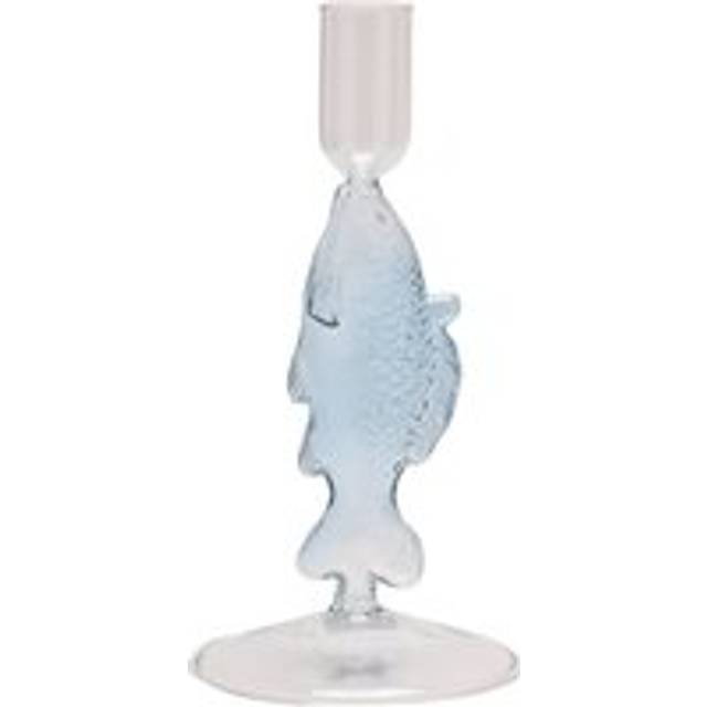 Fish Glass Taper Candle Holder - Blue - One Size