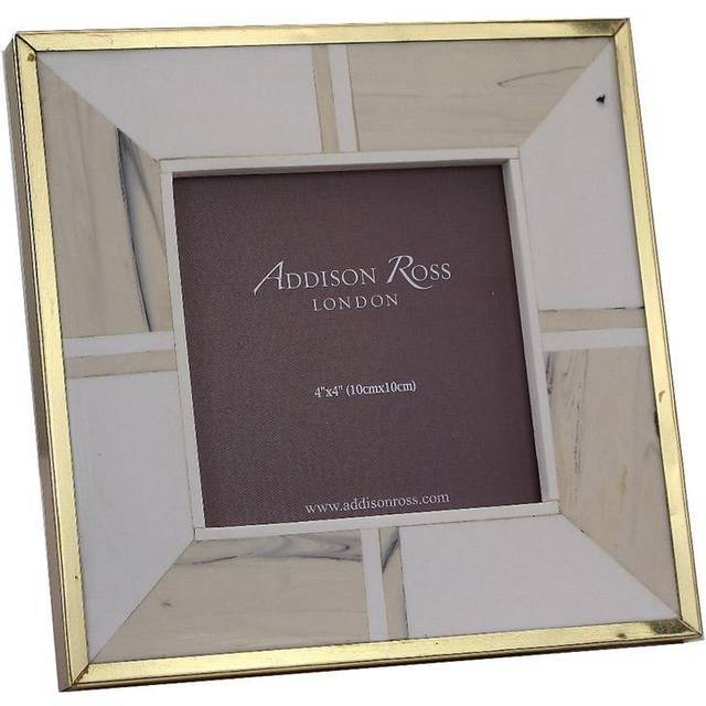 White Bone 3.4 x 3.4 Photo Frame With Brass Border