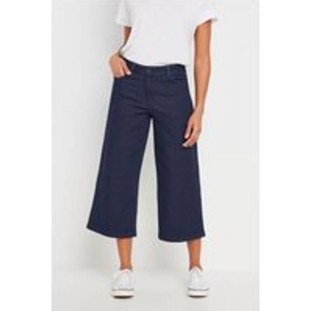 M&Co Indigo Blue Wide Leg Cropped Jeans Regular > 18 M&Co Womens - Regular 18
