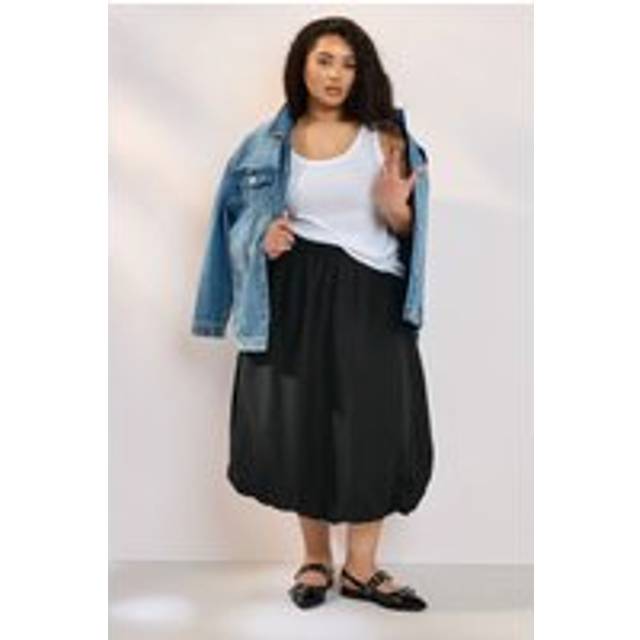 Yours Curve Black Bubble Hem Midaxi Skirt, Women's Curve & Plus Size, Yours - 16