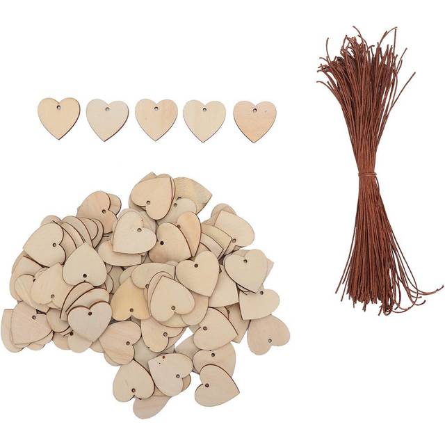 100Pcs Lovely Heart Shaped DIY Craft Hanging Decoration Ornament for Home Wedding Christmas Tree