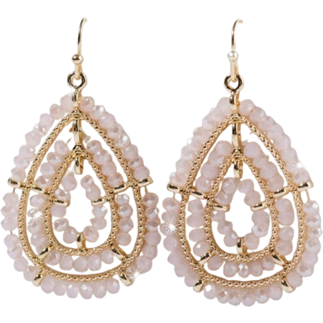 SHEIN 1 Pair Handmade Beaded Glass Bead Teardrop & Round Earrings, Vintage Bohemian Style, Multi-Color Options (Gray, Black, Green, Pink, White, Orange, Pur