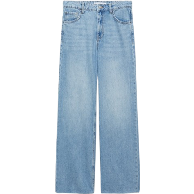 Mango Danila High Waist Wide Leg Jeans, Open Blue