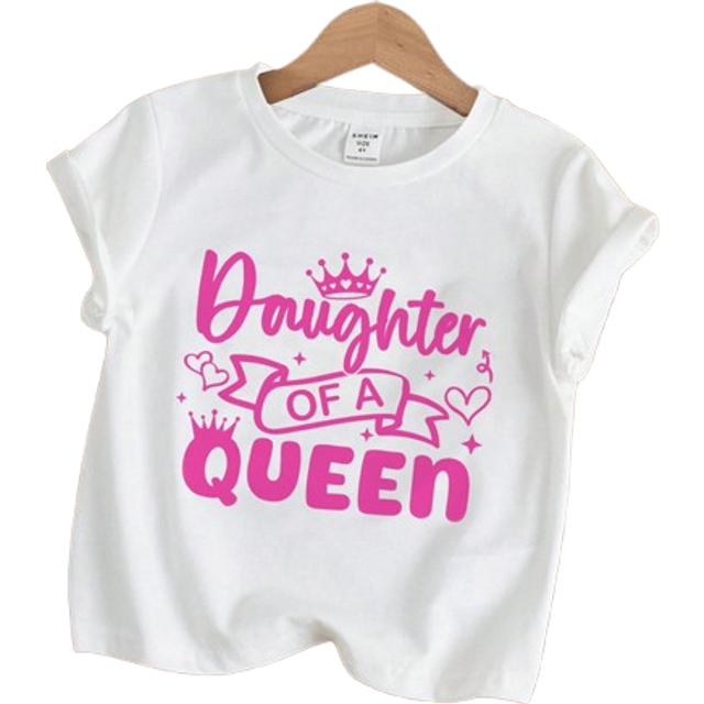 SHEIN Young Girl 1pc Casual Simple Letter Print Short Sleeve T-Shirt, Suitable For Summer Mother And Daughter Outfit>Regular Fitmommy And Baby Outfit