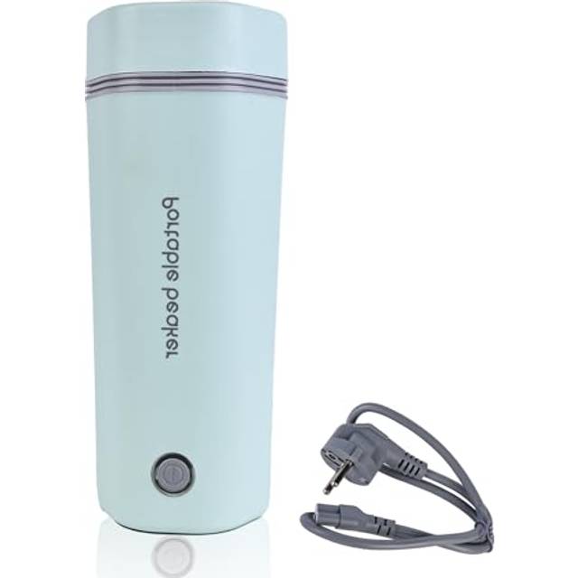 Mini elektrisk vattenkokare, 450 ml bärbar elektrisk vattenkokare, 220 V/300 W elektrisk uppvärmd resemugg, 3 i 1 elektrisk resevattenkokare för te, kaffe, mjölk