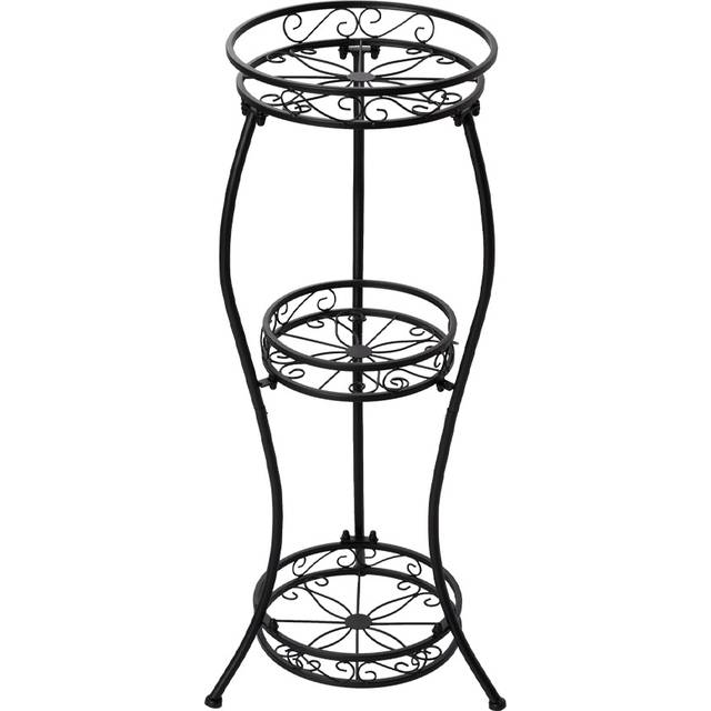 TEMU 3 Tier Tall Metal Plant Stand, 33 Inch Plant Stands Indoor Outdoor, Rustproof Iron Stand Holder Display Rack For Corner Patio Garden Room (black)