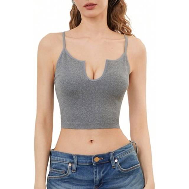 SHEIN Women Going Out Cami Tops Summer Sleeveless Strappy Ribbed U-Neck Racerback Crop Tank Gym Workout Shirt