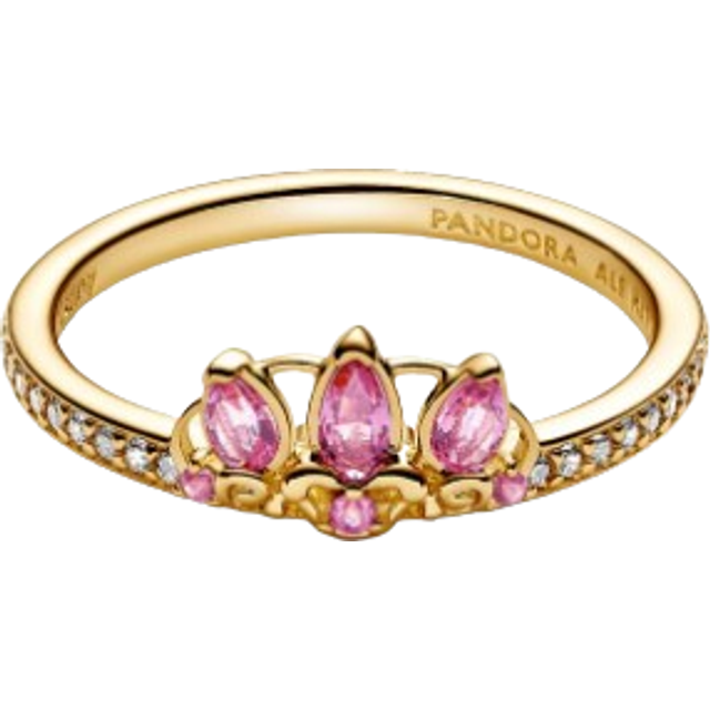 Pandora Disney Princess Rapunzel Tiara Ring - 14k gold plating / Mixed stone / Pink - Sz. 48
