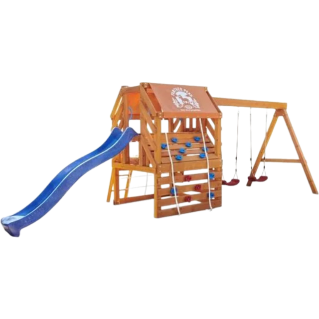 Little Tikes Real Wood Adventure Panther Peak Large Wooden Climbing Frame Swing Set - Brown (6)